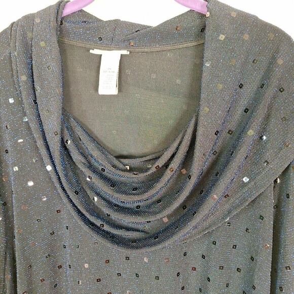 Catherines Metallic Blue Sequin Cowl Neck Tunic Top Women 4X - Picture 6 of 7
